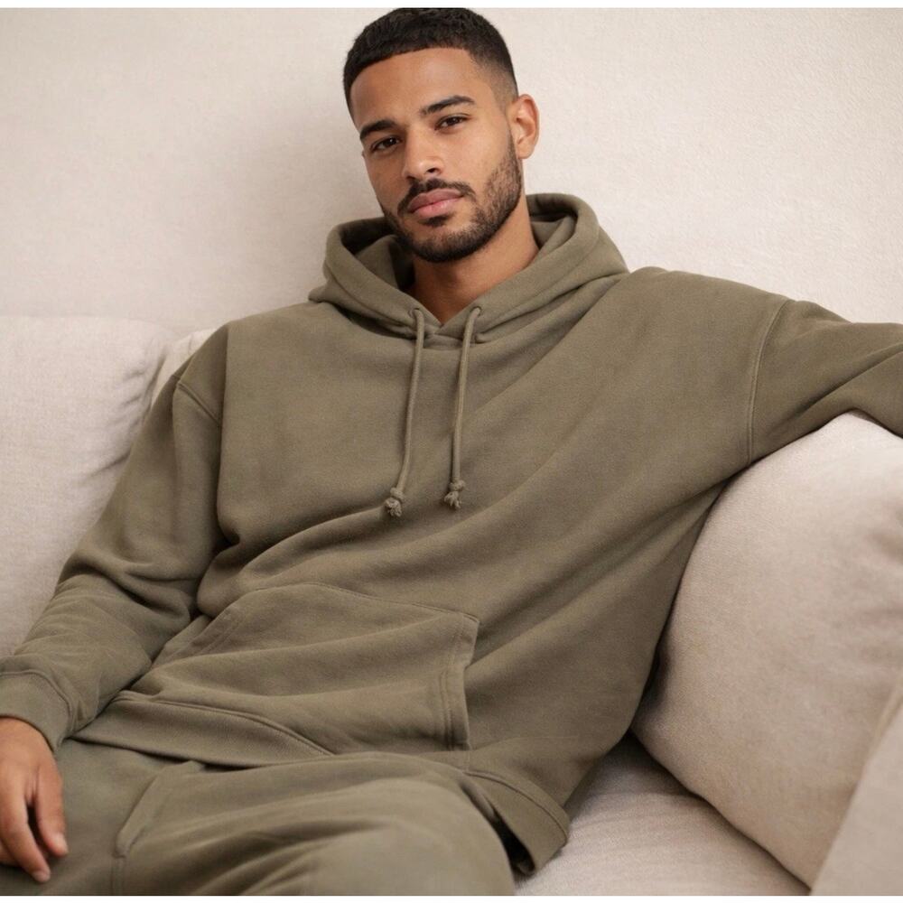 SKIMS Fleece Lounge Men’s Classic Hoodie Sweatshirt Size XL in Army Green